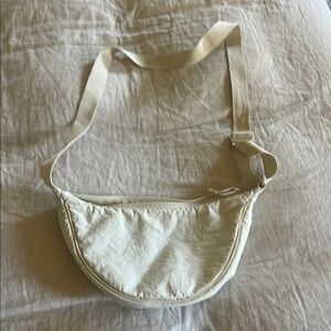 Uniqlo Cream Crescent Crossbody Bag Soft Canvas